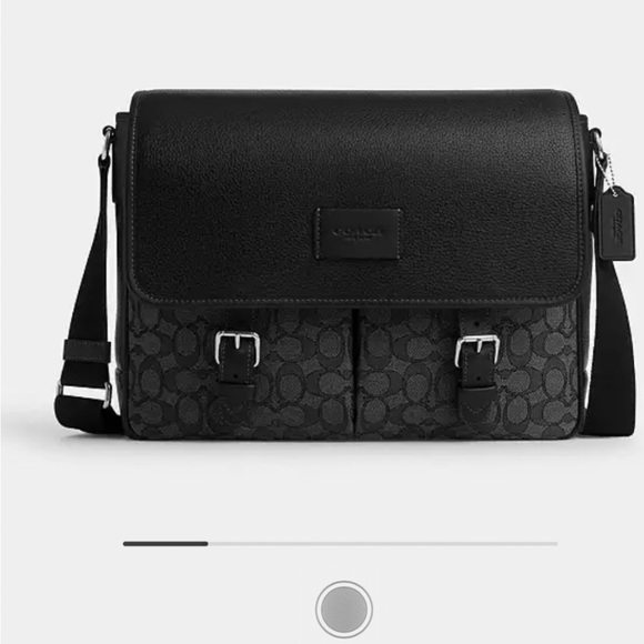 Coach Black and Gray Signature Men's Messenger Bag - Picture 1 of 5